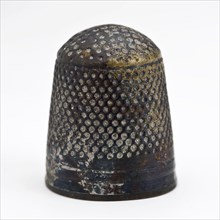 Copper molded thimble, thimble sewing kit soil find copper metal, cast Copper molded thimble with rounded holes on the top
