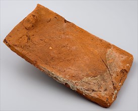 Roof tile made of red earthenware, roof tile roofing building material earthenware pottery earthenware glaze lead glaze, in mold