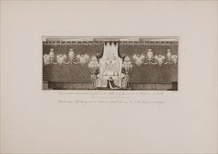 S. Fokke (engraver), Measuring image of the room and the bed-top on which the corpse of H.K.H. Anna, seen from the front, print