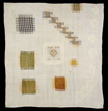 Darning sampler worked in colored silk and white linen on fine white linen, marked IB ANNO 1702, exercise, stoppage needlework