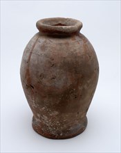 Pottery pot on stand, baluster shape, used in the sugar industry, sugar bowl holder soil find ceramic earthenware glaze lead