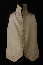 Men's vest in cream-colored silk with cream-colored embroidery, light gray-green, vest outerwear men's clothing silk shoulder