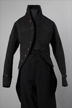 Jacket or habit of black cloth with black silk buttons, part of boys suit, coat suit outerwear boy clothing children's clothing