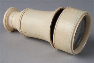 Reballio, Extendable, ivory viewer with two lenses, monocular viewer ivory metal brass glass wood ebony textile felt stretched