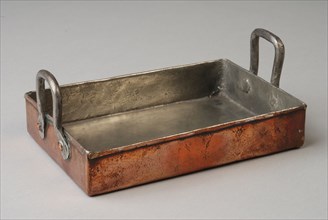 metal worker: Gresnich, Copper rectangular miniature roasting pan with two handles, roasting dish baking dish miniature toy