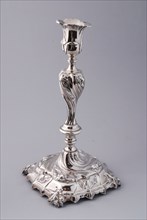 Silversmith: Anthony Huijs, Silver candlestick decorated with floral motifs, candlestick candlestick candleholder silver, cast