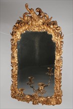 Gold plated wooden rococo mirror frame, interior mirror wood linden wood oakwood gold leaf, Shell and leaf decoration