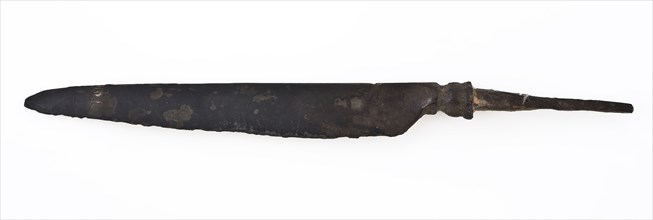 Blade with narrowed sting, blade knife cutlery soil find iron? metal, archeology food