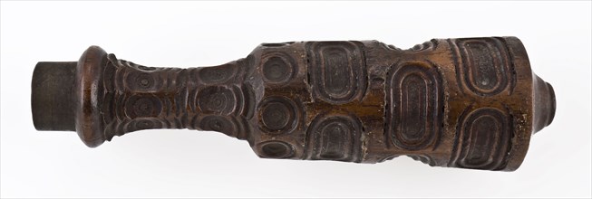 Baluster-shaped handle of knife, with wavy linear decoration, knife cutlery soil finds timber w 9.3, archeology