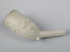 Clay pipe with mark, crowned N, clay pipe smoking equipment smoke floor pottery ceramics pottery, pressed finished baked Clay