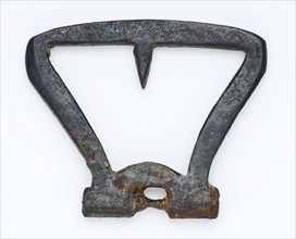 Bounce of buckle, buckle fastener component soil find copper metal, archeology