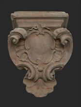 Terracotta console in Louis XV style, console building element ceramics terracotta, molded baked Terracotta console in style