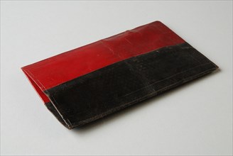 Flat cigar case, red and black, 'Van Speijkkoker', cigar case holder leather textile, Cigar Case Flat Red and black leather