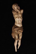 Crucifix, crucifix in wood, polychrome, crucifix cross sculpture wood lacquer, carved Wooden crucifix. Polychrome painted wood