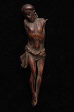 Crucifix, crucifix in wood, dark brown, crucifix cross sculpture wood lacquer, cut Wooden crucifix. Loincloth Straight stump