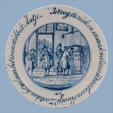 Jacob Schut, Delft blue plate with the eye, the smell and taste satisfied by forest and leaves; so do sign it is double Aatje