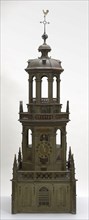 design: Hendrick de Keyser, Scale model of dome lantern Laurenskerk, lantern model model oak wood paint, Model on scale 1:20