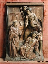 Polychrome, wooden sculpture, visit of Saint Anthony of Padua to Count Tiso de Camposampieri, sculpture sculpture wood paint