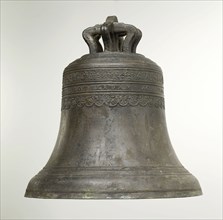 Pieter Bakker, Bronze bell, P. Bakker 1754, bell clock bell sound brass bronze, cast Clock built from head shoulder with ribbing