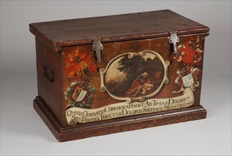 Painted oak chest of the surgeon's guild, guild chest archive case casket cabinet furniture furniture interior design wood oak