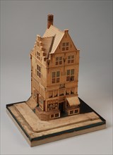 Reinier van Kempen Valk (?), Model of house In Thousand Vreeze, on solid base plate, building model model cardboard wood paper