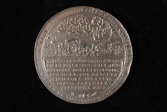 L. van Teylingen, Medal with map of North and South America and on the other side the Dutch fleet in the bay of Matanzas