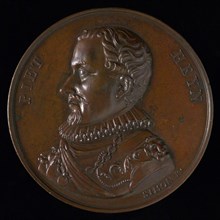 Jean-Henri Simon (engraver), Medal with bust Piet Hein, penning visual material bronze, Bust image Piet Hein left