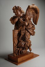 Frans van Ursel, Wooden church statue: angel, sculpture sculptures oak wood, V. Ussel fecit (Van Ussel made this) church