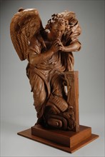 Frans van Ursel, Wooden church statue: angel, sculpture sculptures oak wood, M. Abenes DD (M. Abenes gave this as gift) church