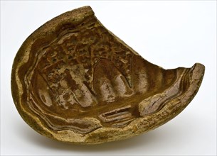 Fragment of earthenware pudding mold, pudding mold shape kitchen utensils earthenware ceramics earthenware glaze lead glaze