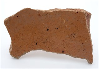 Fragment of red earthenware, fragment crockery holder utensils earthenware ceramics pottery, hand-shaped baked Fragments of red