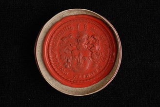 Wax seal with family crest of Willem Mauritz Swellengrebel, wax seal stamp informatievorm lacquer paper, Wax seal
