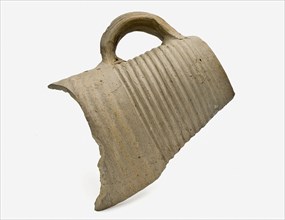 Neck fragment of stoneware drink jug from Siegburg, pot jug fragment soil found ceramic stoneware, hand-turned baked Neck