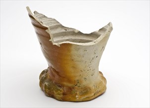 Foot of stoneware jug, gray with orange red glow, jug crockery holder fragment soil found ceramic stoneware glaze salt glaze