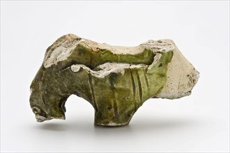 Large earthenware in the shape of bear, glazed, ornament or figurine?, artifact soil found pipe earthenware ceramics earthenware