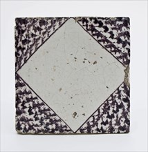Tile with white squared and pitched corner fill in manganese, wall tile tile visualization earth discovery ceramics earthenware