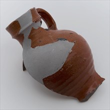 Two fragments of small stoneware jug, brown, jug crockery holder soil find ceramic stoneware clay engobe glaze salt glaze, h 7.0