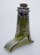 Fragment of part of shoulders, neck and mouth of stock bottle (with cork), belly bottle bottle holder soil find glass cork, free