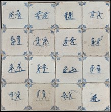 Scene tile, tile field of child's play, corner motif ox's head, tile field wall tile tile footage ceramics pottery glaze total