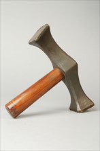 Hammer from casting, hammer tool kit metal iron wood varnish, forged Hammer Short round wooden handle. Elongated and curved head