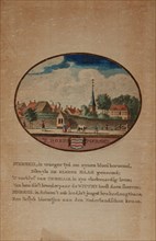 Banse, H.A., OLLEFEN, L. VAN and BAKKER, R. De Nederlandsche Stad- en Dorp-beschryver. Title page: colored engraving