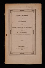 Gartman, de erven H., HALL, Mr. FA. FROM. speech in memory of Gysbert Karel Graaf van Hogendorp, old-print book information form