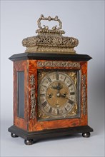 S. Mancel, Table clock with 7 inch dial and richly engraved back plate with S MANCEL ROTTERDAM in medallion, clock