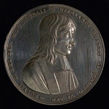 design: R. Arondeaux, Medal on the death of Geeraardt Brandt de Jonge, penning footage silver, bust half way to the right