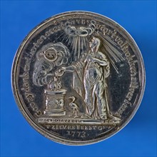 Vz: M. Holtzhey, Medal on the 25th wedding anniversary of Roelof Vogelensank and Maria Gerrarda van Dyk on June 23, 1773