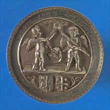 Medal on the 25th wedding of Volckert van Ham and Adriana van Pijlsweert on May 23, 1698, wedding medal medal medal silver, cast