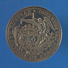 Medal on the 25-year marriage of Johannes van Putten and Elizabeth Boutkan, wedding medal medal silver imagery dimmed 5fs