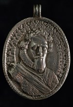 Pouring on Prins Maurits, penny footage silver h 5.5 (with eyelet), cast, bust prince Maurits forwards omschrift outside