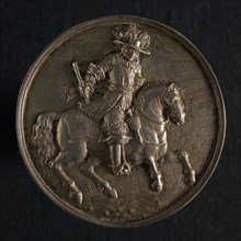 Medal on the elevation of William III to commander-in-chief, penning footage silver, prince William III on horseback