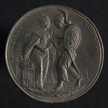 Casting from the reverse of token on the coronation of William III and Mary to king and queen of England, Scotland and Ireland